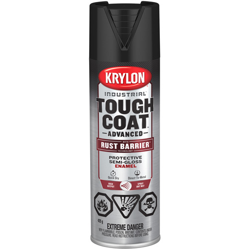 Peinture Tough Coat avec technologie Rust Barrier, Noir, Semi-brillant, 425 g, Canette a&eacute;rosol Chandler Sales