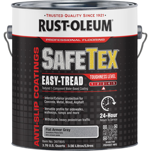 SafeTex&reg; Easy-Tread Acrylic Coating, 1 gal., Water-Based, Flat/Textured, Grey Chandler Sales