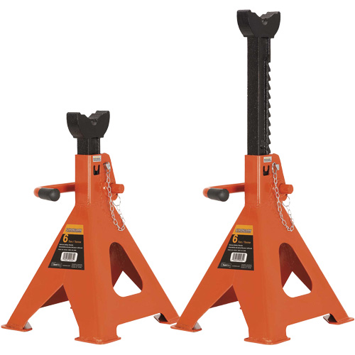 856A Jack Stands, Locking Handle/Ratchet, 6 Ton(s) Capacity, 15-1/2" - 24" H Chandler Sales