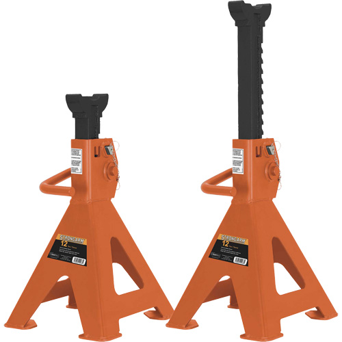872B Jack Stands, Locking Handle/Ratchet, 12 Ton(s) Capacity, 19-1/4" - 28-1/3" H Chandler Sales