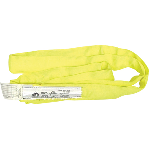 &eacute;lingue ronde en polyester pour &eacute;lingueur, Jaune, 1" la x 12' lo, 9000 lb Charge verticale Chandler Sales
