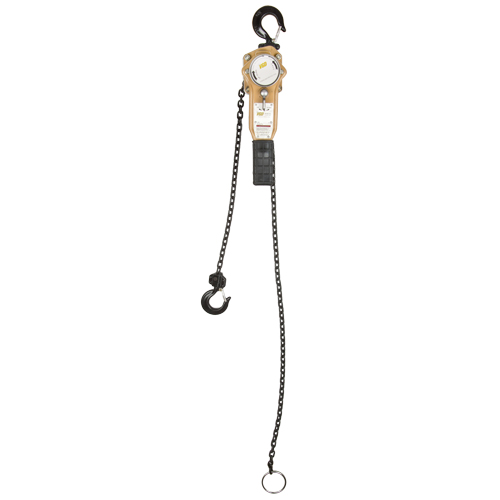 Heavy Duty Gold Series Lever Chain Hoist, 5' Lift, 500 lbs. (0.25 tons) Capacity, Alloy Steel Chain Chandler Sales