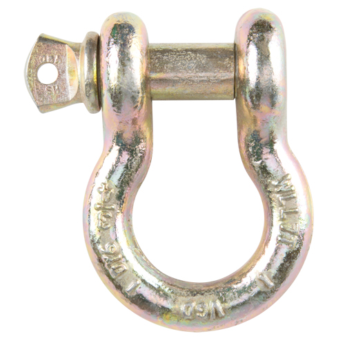 Screw Pin Anchor Shackle, 3/8", Screw Pin, Yellow Chromate Plated Chandler Sales