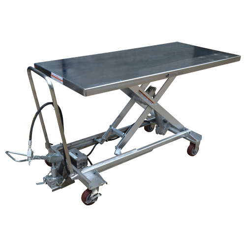 Table &eacute;l&eacute;vatrice &agrave; ciseaux hydraulique pneumatique, Acier inoxydable, 63" lo x 31-1/2" la, Cap. 1000 lb Chandler Sales