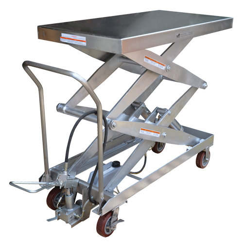 Table &eacute;l&eacute;vatrice &agrave; ciseaux hydraulique pneumatique, Acier inoxydable, 47-1/4" lo x 24" la, Cap. 1500 lb Chandler Sales