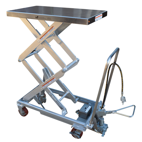 Table &eacute;l&eacute;vatrice &agrave; ciseaux hydraulique pneumatique, Acier inoxydable, 32-1/2" lo x 19-3/4" la, Cap. 1000 lb Chandler Sales