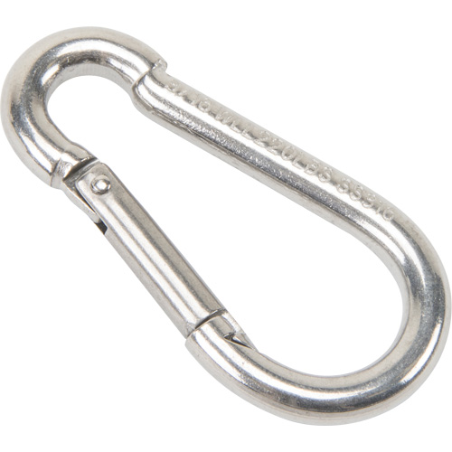 Mousqueton en acier inoxydable, 220 lb (0,11 tonne) Charge d'utilisation max., 3/16" Taille, 5/16" Oeil Chandler Sales