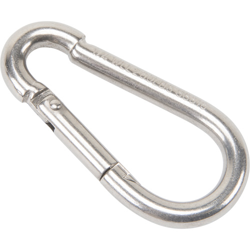 Mousqueton en acier inoxydable, 260 lb (0,13 tonne) Charge d'utilisation max., 1/4" Taille, 3/8" Oeil Chandler Sales