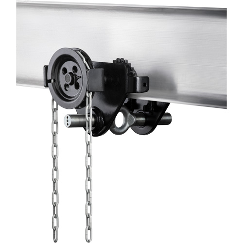 HTG Geared Clevis Trolley, 4409 lbs. (2 tons) Capacity, 2-39/64" - 8-43/64" Chandler Sales