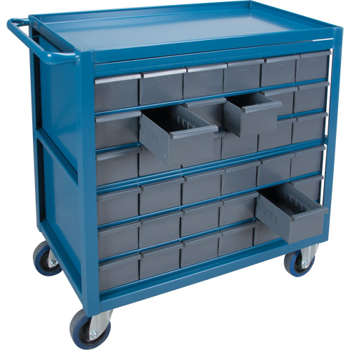 Drawer Shelf Cart, 1200 lbs. Capacity, Steel, 18" x W, 35" x H, 36" D, Rubber Wheels, All-Welded, 36 Drawers Chandler Sales
