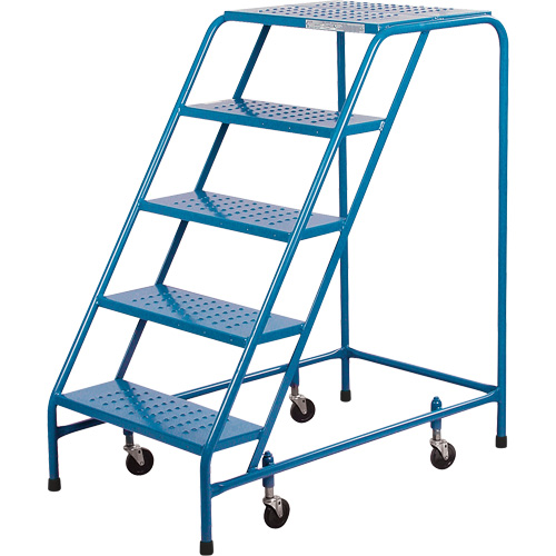CSA-Certified Rolling Step Ladder, 5 Steps, 22" Step Width, 46" Platform Height, Steel Chandler Sales