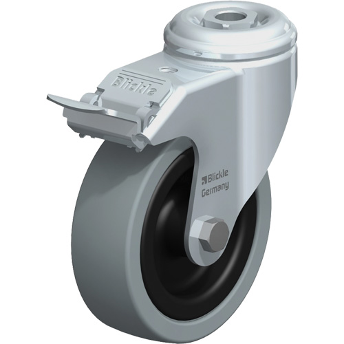Light-Duty Caster, Swivel with Brake, 4" (101.6 mm), Solid Rubber, 242 lbs. (110 kg.) Chandler Sales