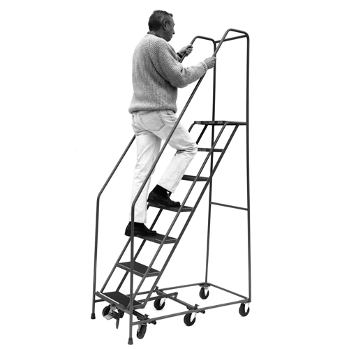 &eacute;chelles Pivotantes A/Roulettes Au Centre, 7 marches, Largeur de la marche 16", Hauteur de la plateforme 70", Acier Chandler Sales