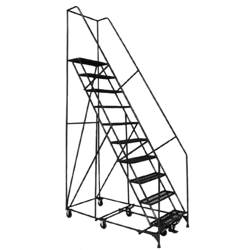 &eacute;chelles Pivotantes A/Roulettes Au Centre, 11 marches, Largeur de la marche 14", Hauteur de la plateforme 110", Acier Chandler Sales