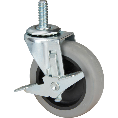 Roulette &agrave; tige, Pivotant avec frein, Diam&egrave;tre 3" (76 mm), Capacit&eacute; 80 lb (36 kg) Chandler Sales