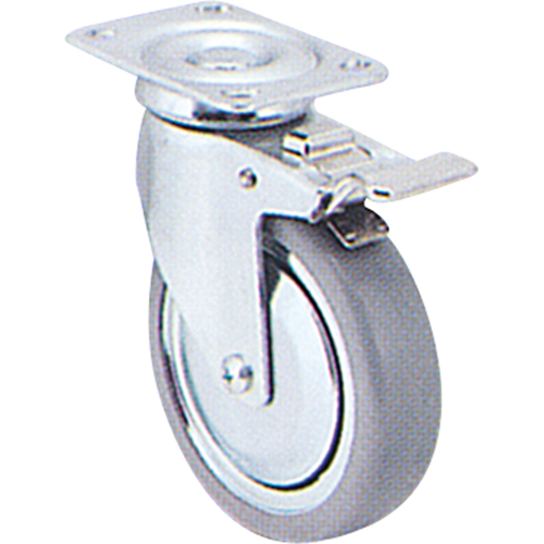 Roulette zingu&eacute;e, Pivotant avec frein, 3" (76 mm), Caoutchouc, 150 lb (68 kg) Chandler Sales