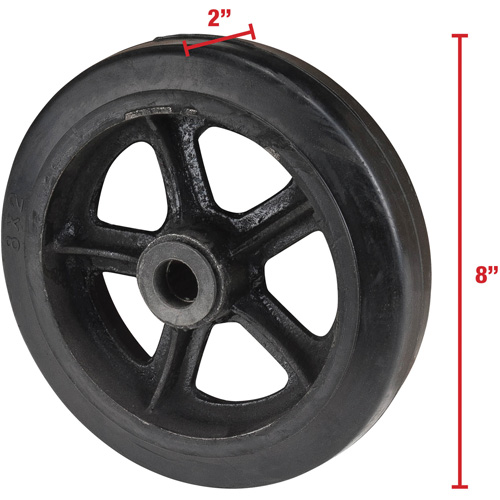 Roue en caoutchouc moul&eacute;, 8" (203 mm) dia. x 2" (51 mm) la, Capacit&eacute; de 400 lb (181 kg) Chandler Sales