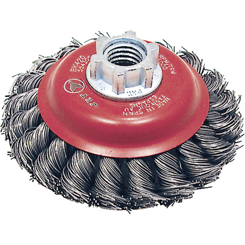 BK420T Knot Twisted Conical Brush, 4" Dia., 0.02" Fill, 5/8"-11 Arbor, Steel Chandler Sales