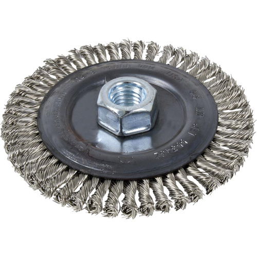 Stringer Bead Brush, 4" Dia., 0.022" Fill, 5/8"-11 Arbor, Stainless Steel Chandler Sales