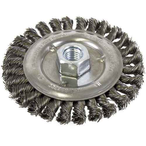 Standard Face Knot Wire Wheel Threaded, 5" Dia., 0.022" Fill, 5/8"-11 Arbor, Steel Chandler Sales