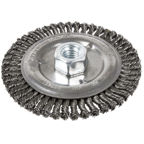 Brosse pour cordon de soudure, Dia. 5", Fils 0,022", Arbre 5/8"-11, Acier Chandler Sales