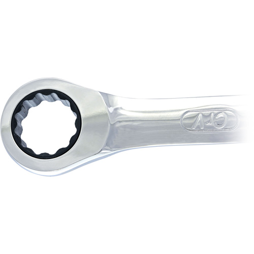 Non-Reversible Long Pattern Ratcheting Combination Wrench, 19 mm, Plain Finish Chandler Sales