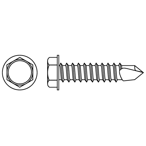 Self Drill Hex Washer, 1/4" x 1" L, Stainless Steel Chandler Sales
