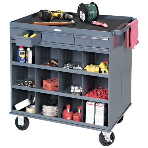 Heavy-Duty Two-Sided Mobile Work Station, 1200 lbs. Capacity, Steel, 34" x W, 34" x H, 24" D, All-Welded, 6 Drawers Chandler Sales
