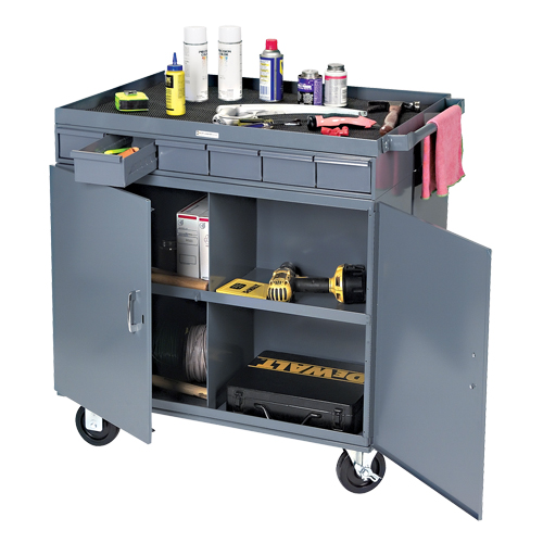 Heavy-Duty Two-Sided Mobile Work Station, 1200 lbs. Capacity, Steel, 34" x W, 34" x H, 24" D, All-Welded, 6 Drawers Chandler Sales