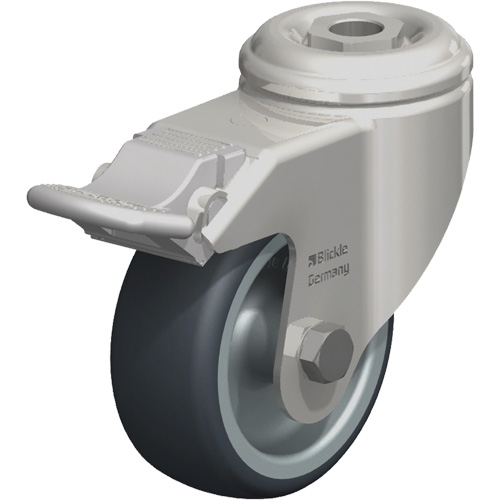 Stainless Steel Thermoplastic Elastomer Caster, Swivel with Brake, 3-1/8" (79.5 mm) Dia., 220 lbs. (100 kg.) Capacity Chandler Sales