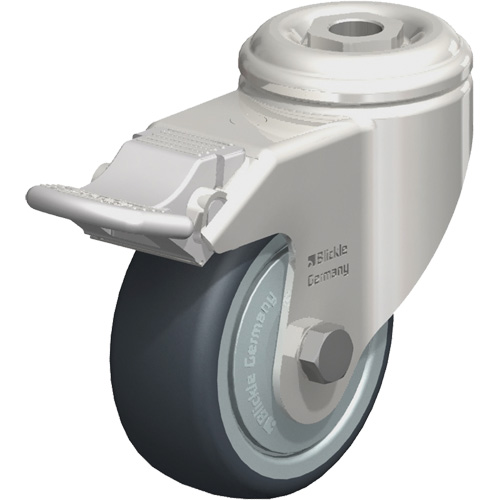 Stainless Steel Thermoplastic Elastomer Caster, Swivel with Brake, 3-1/8" (79.5 mm) Dia., 220 lbs. (100 kg.) Capacity Chandler Sales