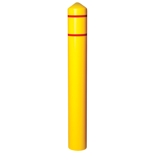 Smooth Bollard Cover With Reflective Stripes, 6" Dia. x 56" L, Yellow Chandler Sales