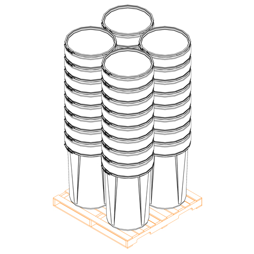 Baril emboîtable en poly&eacute;thyl&egrave;ne, 55 gal. US (45 gal. imp.), Dessus ouvert, Bleu Chandler Sales