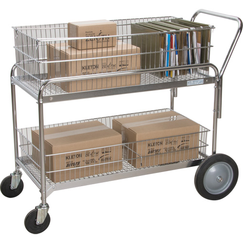 Chariot de bureau en treillis m&eacute;tallique pour le courrier, 250 lb Capacit&eacute;, Chrome, 23" p x 42" la x 38" h, Chrom&eacute; Chandler Sales