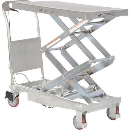 Table &eacute;l&eacute;vatrice hydraulique manuelle &agrave; ciseaux, 35-1/2" lo x 20" la, Partiellement en acier inoxydable, Capacit&eacute; 800 lb Chandler Sales