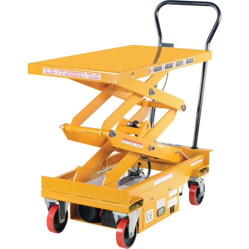 DC Powered Hydraulic Scissor Lift Elevating Cart, Steel, 39-3/4" L x 20-1/2" W, 1000 lbs. Capacity Chandler Sales