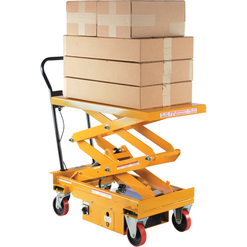 DC Powered Hydraulic Scissor Lift Elevating Cart, Steel, 39-3/4" L x 20-1/2" W, 1000 lbs. Capacity Chandler Sales