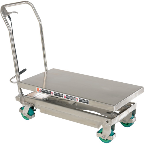 Table &eacute;l&eacute;vatrice hydraulique manuelle &agrave; ciseaux, 36-1/4" lo x 19-3/8" la, Acier inoxydable, Capacit&eacute; 600 lb Chandler Sales