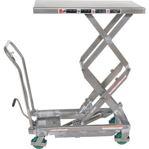 Table &eacute;l&eacute;vatrice hydraulique manuelle &agrave; ciseaux, 36-1/4" lo x 19-3/8" la, Acier inoxydable, Capacit&eacute; 600 lb Chandler Sales