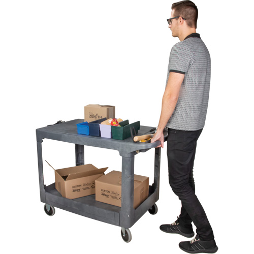 Flat-Shelf Utility Service Cart, 2 Tiers, 25-1/4" x 32-1/4" x 44", 550 lbs. Capacity Chandler Sales