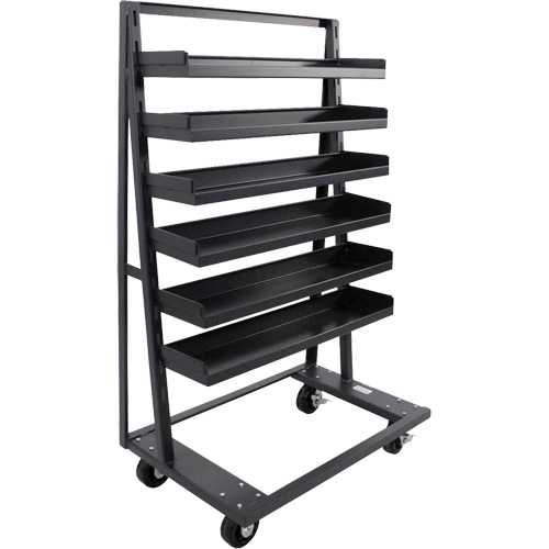 Single-Sided Heavy Duty A-Frame Cart with 6 Lipped Trays, 38" x 25" x 63", 2500 lbs. Capacity Chandler Sales