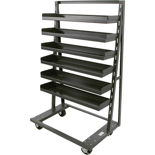 Single-Sided Heavy Duty A-Frame Cart with 6 Lipped Trays, 38" x 25" x 63", 2500 lbs. Capacity Chandler Sales
