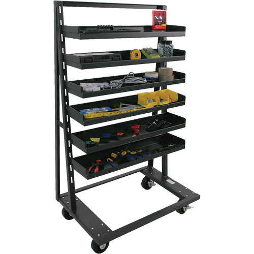 Single-Sided Heavy Duty A-Frame Cart with 6 Lipped Trays, 38" x 25" x 63", 2500 lbs. Capacity Chandler Sales