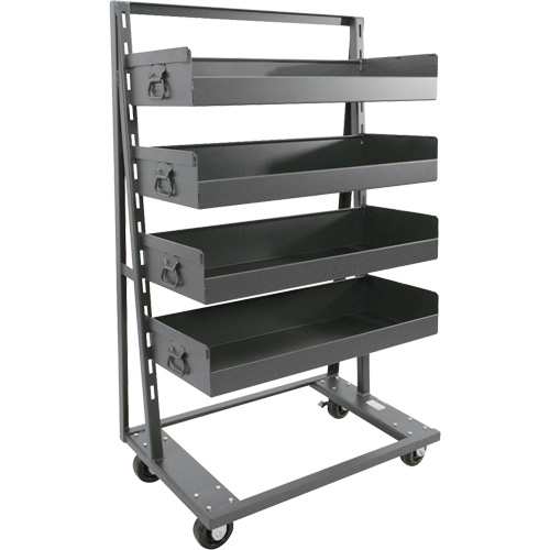 Single-Sided Heavy Duty A-Frame Cart with 4 Large Lipped Trays, 38" x 25" x 63", 2500 lbs. Capacity Chandler Sales