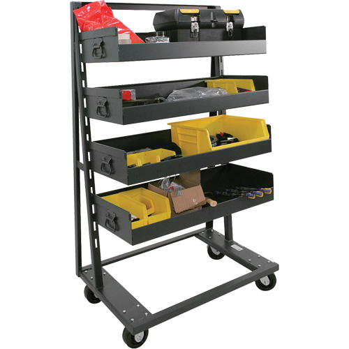 Single-Sided Heavy Duty A-Frame Cart with 4 Large Lipped Trays, 38" x 25" x 63", 2500 lbs. Capacity Chandler Sales