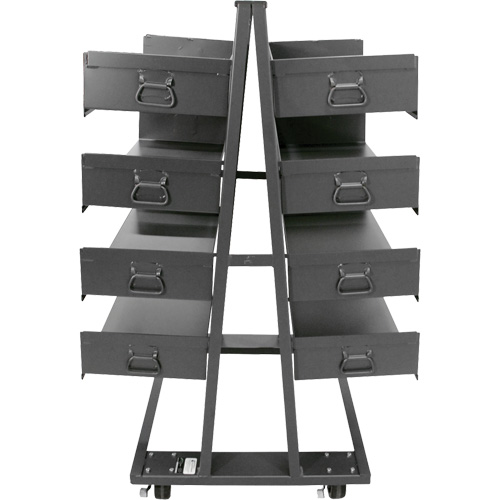 Double-Sided Heavy Duty A-Frame Cart with 8 Large Trays, 38" x 30" x 63", 2500 lbs. Capacity Chandler Sales