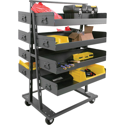 Double-Sided Heavy Duty A-Frame Cart with 8 Large Lipped Trays, 38" x 30" x 63", 2500 lbs. Capacity Chandler Sales