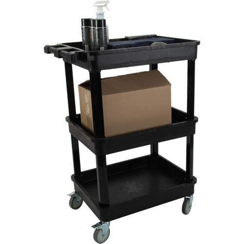Utility Cart with Deep Lip Shelf, 3 Tiers, 19" x 39-1/2" x 28-1/4", 330 lbs. Capacity Chandler Sales