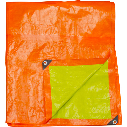 High-Visibility Heavy-Duty Woven Tarp, Polyethylene, Green/Orange, 16' x 20' x 12 mils Chandler Sales