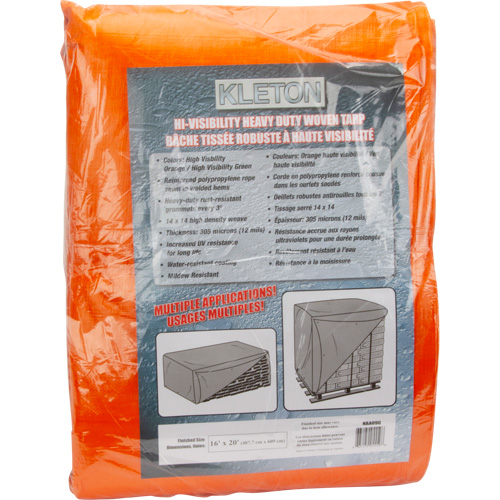High-Visibility Heavy-Duty Woven Tarp, Polyethylene, Green/Orange, 16' x 20' x 12 mils Chandler Sales